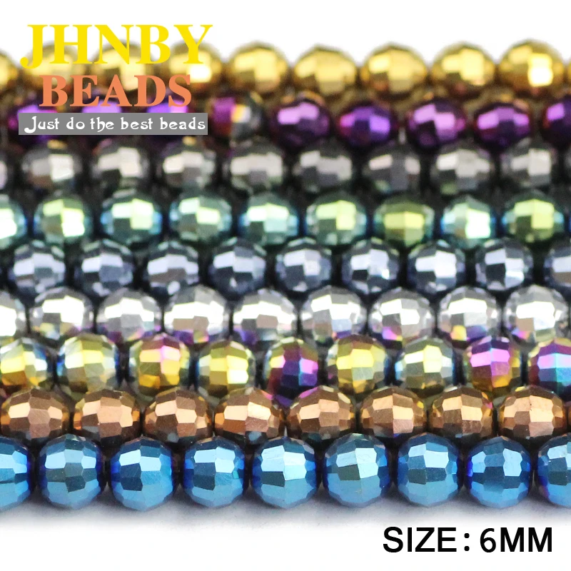 JHNBY 96 Faceted Football Austrian crystal beads 50pcs 6mm plated color Round Loose bead Jewelry bracelet accessories making DIY