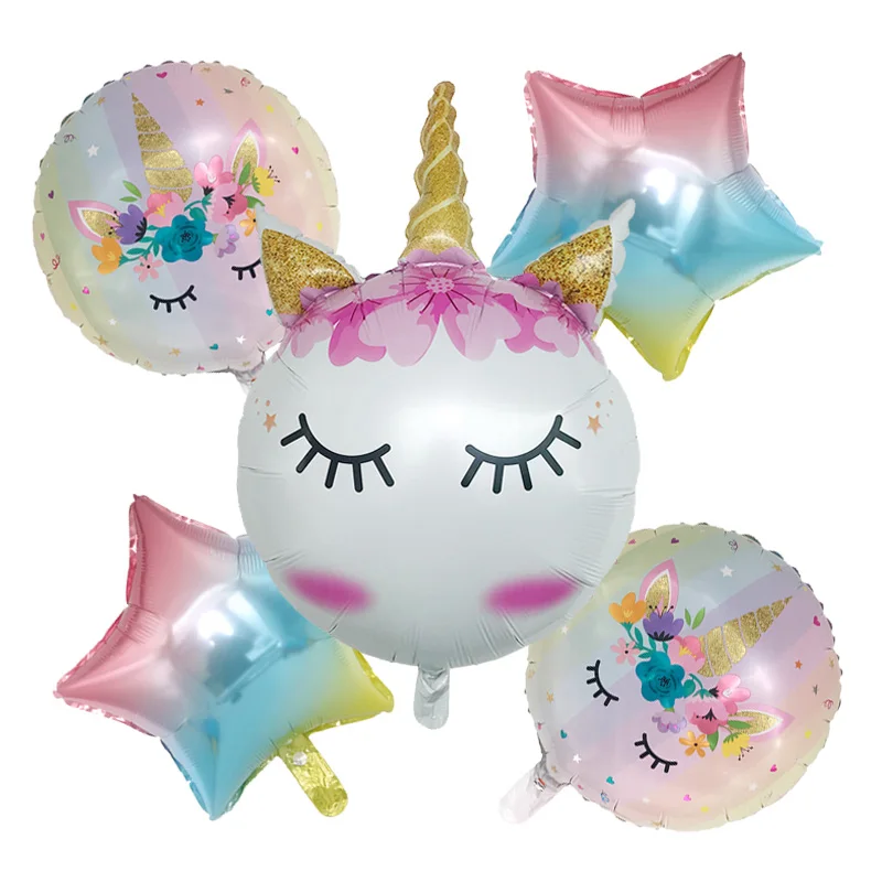 5 / piece rainbow gradient Unicorn Children's birthday party balloon wedding balloon balloon Unicorn Children's Party Decoration