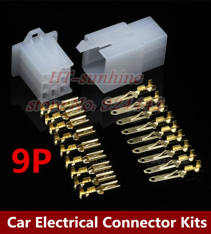 

Hot sale 500Sets/LOT 2.8mm connector 9Pin Electrical 2.8 Connector Kits Male Female socket plug for Motorcycle Motorbike Car