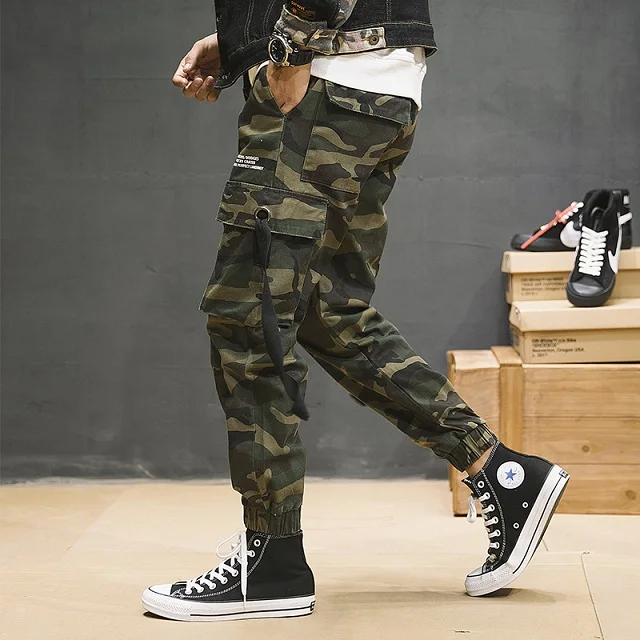 Camouflage กางเกงขนาดใหญ่ Streetwear กางเกงผู้หญิงลำลอง Joggers สีดำสูงเอวหลวมหญิงกางเกงสุภาพสตรีกางเกง