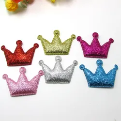 60pcs/lot Glitter gold bigger Crown padded applique Crafts for headwear bag shoe garment DIY accessories