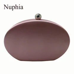 Nuphia Oval  Heart Shape Silk Satin Evening Clutch Bags for Women Party Prom Pink/Silver/Purple