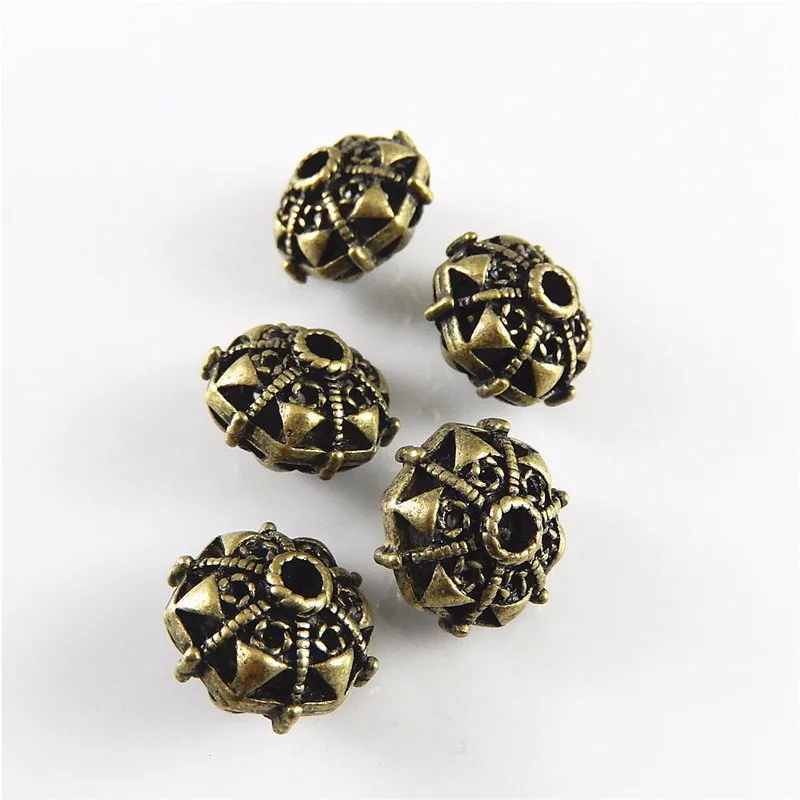 Julie Wang 10PCS Punk Beads Antique Bronze Zinc Alloy Spacer Beads Findings Fashion Bracelet Jewelry Making Accessory