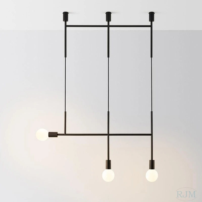 Nordic Line Gold Lampu Chandelier Besi Modern Hanglamp untuk Ruang Tamu Kamar Tidur Samping Tempat Tidur Natal Dekorasi Rumah Perlengkapan Pencahayaan