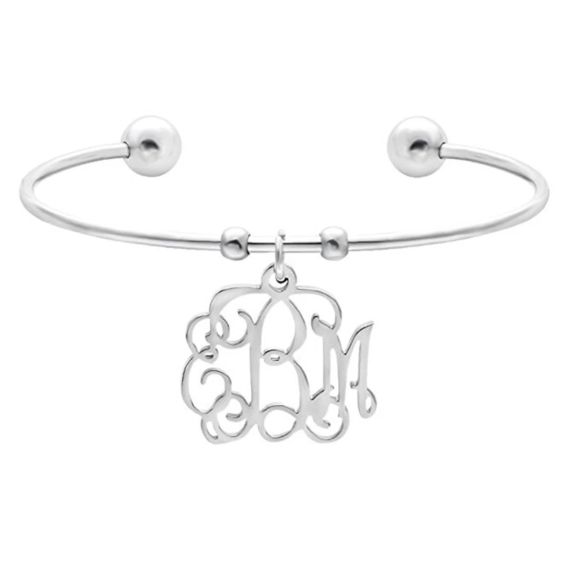 

Custom Name Monogram Letters Bangle Bracelets Stainless Steel Jewelry Logo Name Initials Charm Bracelet Best Friends Women