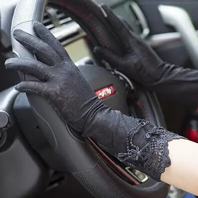 Spring and summer women's Sunscreen long gloves female medium-long sexy lace gloves lady's long driving gloves R1899