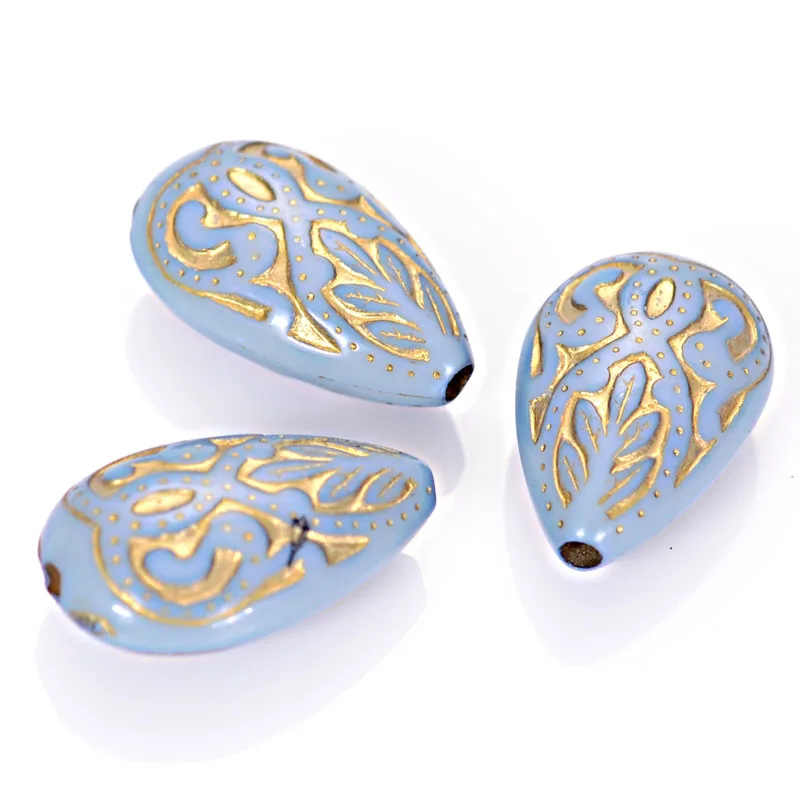 Miasol 50 Pcs Retro Vintage Inspired Acrylic Teardrop Waterdrop Antique Design Spacers Beads For DIY Jewelry Making Accessories