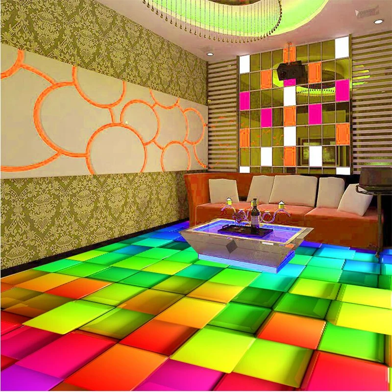 Custom papel de parede 3d floor stickers Color ktv fashion package between the floor film Self-adhesive decorative painting