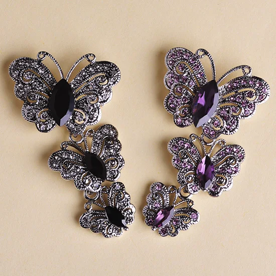 Big Brand Fashion Korean Jewelry Antique Silver Vintage Butterfly Brooches Shiny Noble Austrian Crystal Broches Femininos Bijoux