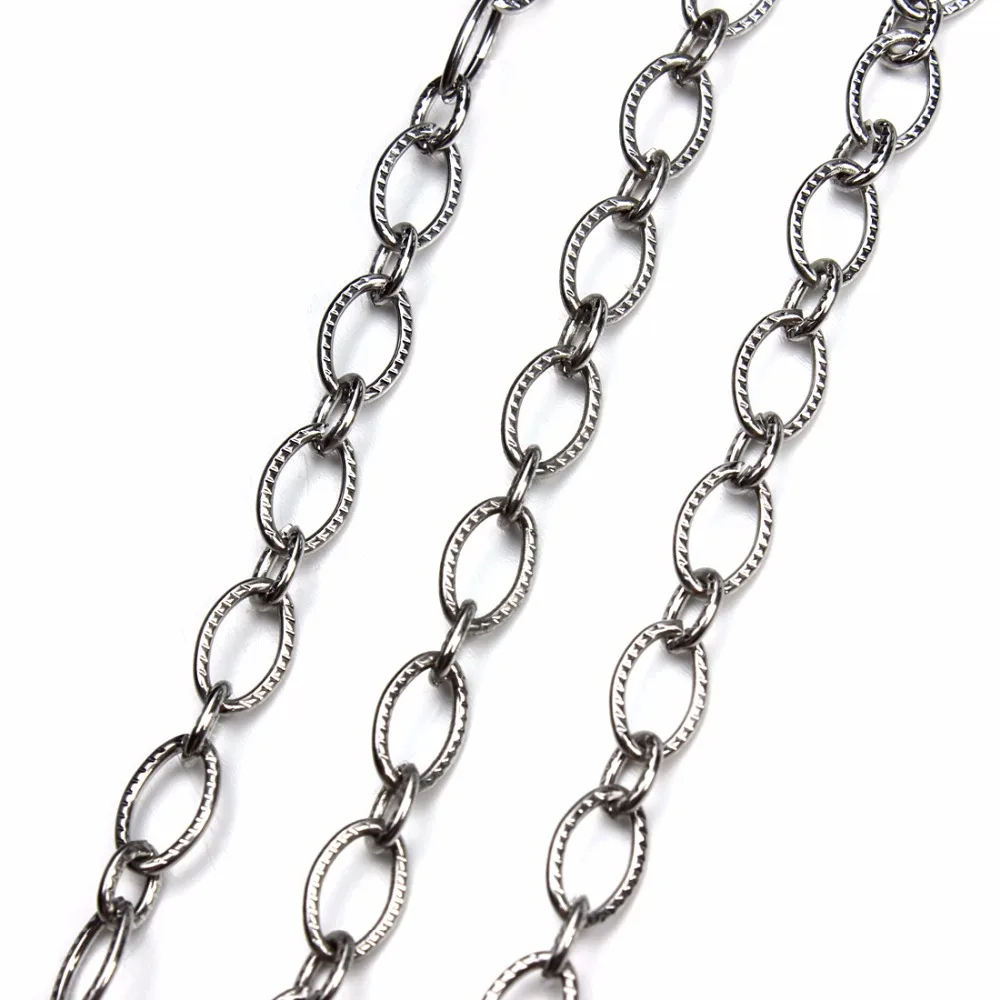 LOULEUR 5Meters/lot 5.5mm Silver Color Stainless Steel Necklace Chains Link Bulk Chains for Men Women Necklace Jewelry Making