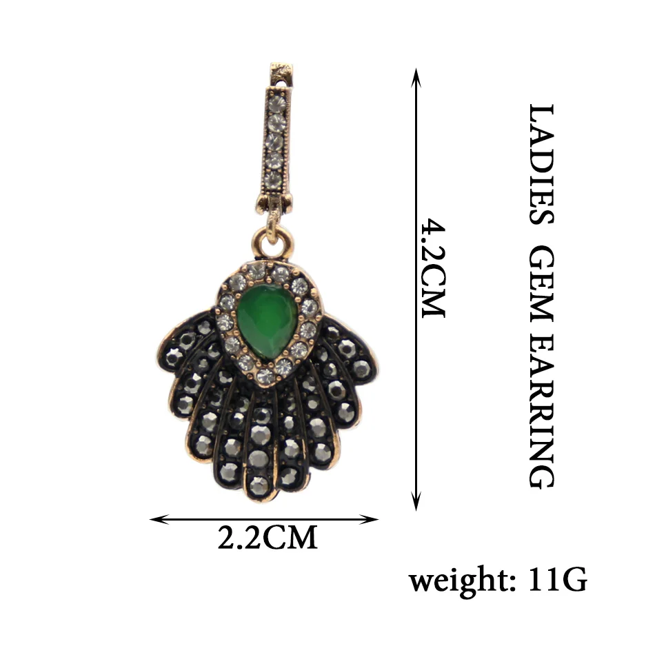 Ethnic Turkish Long Drop Earring Women Palm Leaves Resin Jewelry Antique India Hook Earring Arabesque Pendientes Mujer Moda