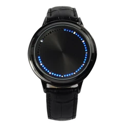 Unisex Fashion Cool Touch Screen LED Binary Wrist Watch Blue Light Electronic Digital Watch