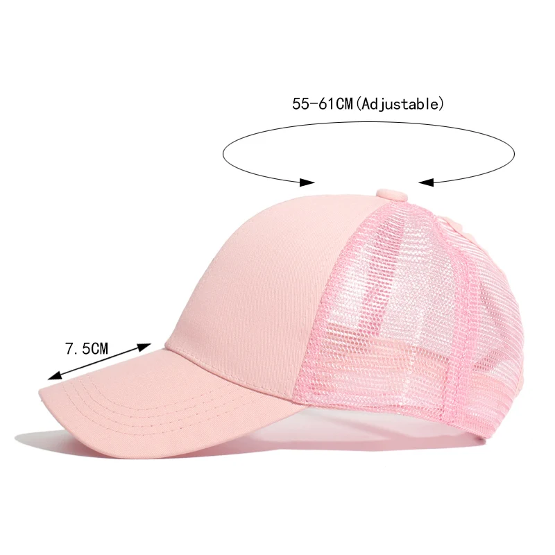 MAOCWEE Ponytail Baseball Cap Women Mesh Baseball Hats Summer Beach Cap Solid Color Snapback Girl Sun Hats With Hole 2019