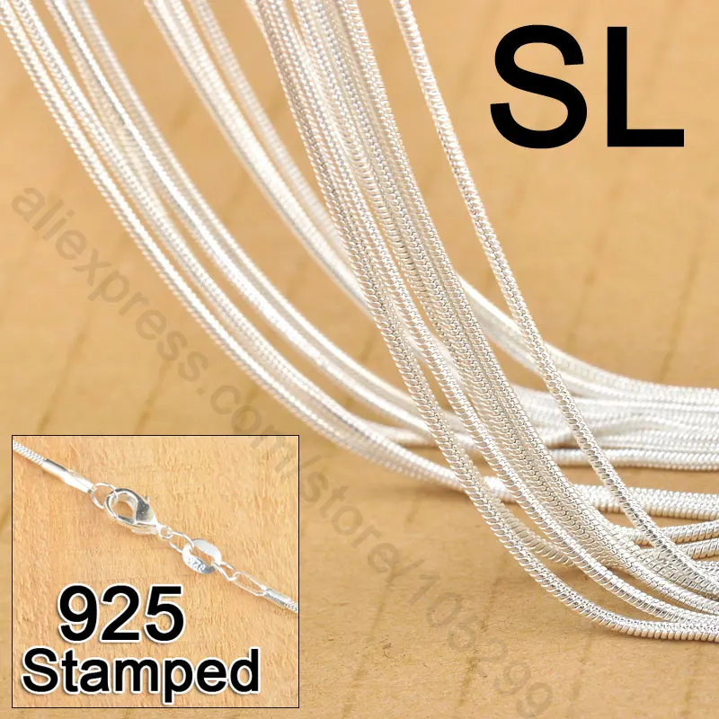 

Factory Price Nice 20Pcs 18" 925 Sterling Silver Color Jewelry Link Snake Necklace Chains With Lobster Clasps For Pendant