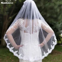 New Arrival Single Tier Lace Edge Short Woodland Wedding Veils with Comb High Quality White Ivory Bridal Veils