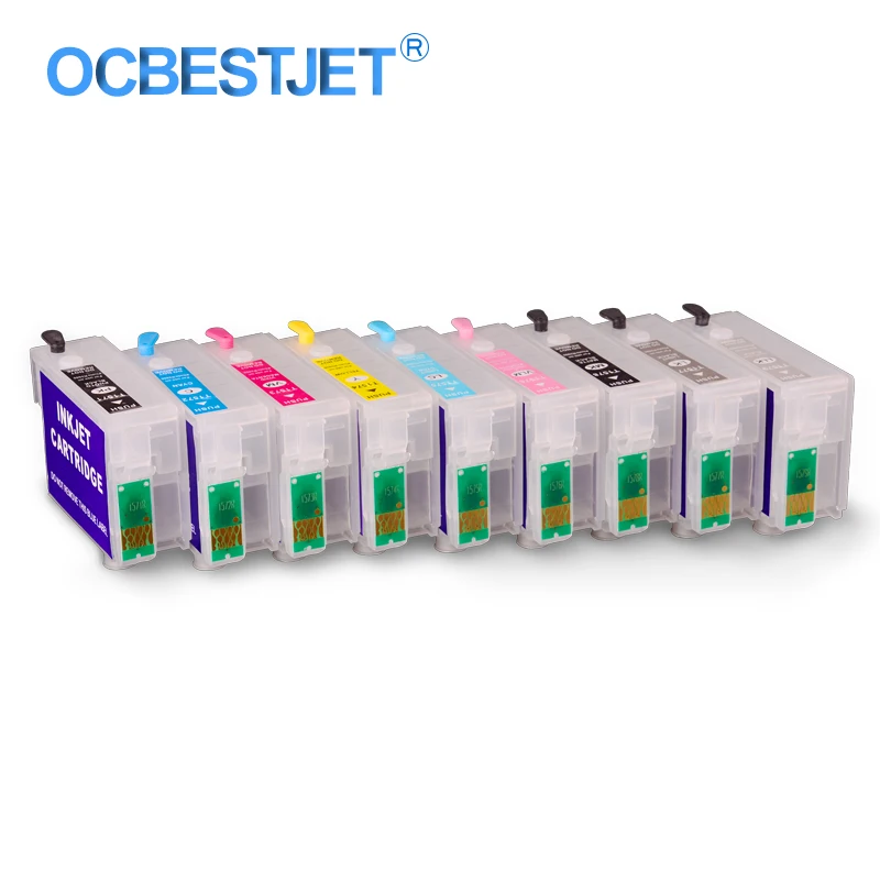 9 Colors/Set T1571 T1571-T1579 Refillable Ink Cartridge With ARC Chip For Epson Stylus Photo R3000 (PBK C M Y LC LM LK LLK MBK)