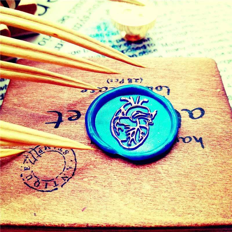 Anatomy Wax Seal Stamp, Gothic wedding stamp, heart wood handle stamp, Anatomically Correct Heart seals,Envelope Letter seals