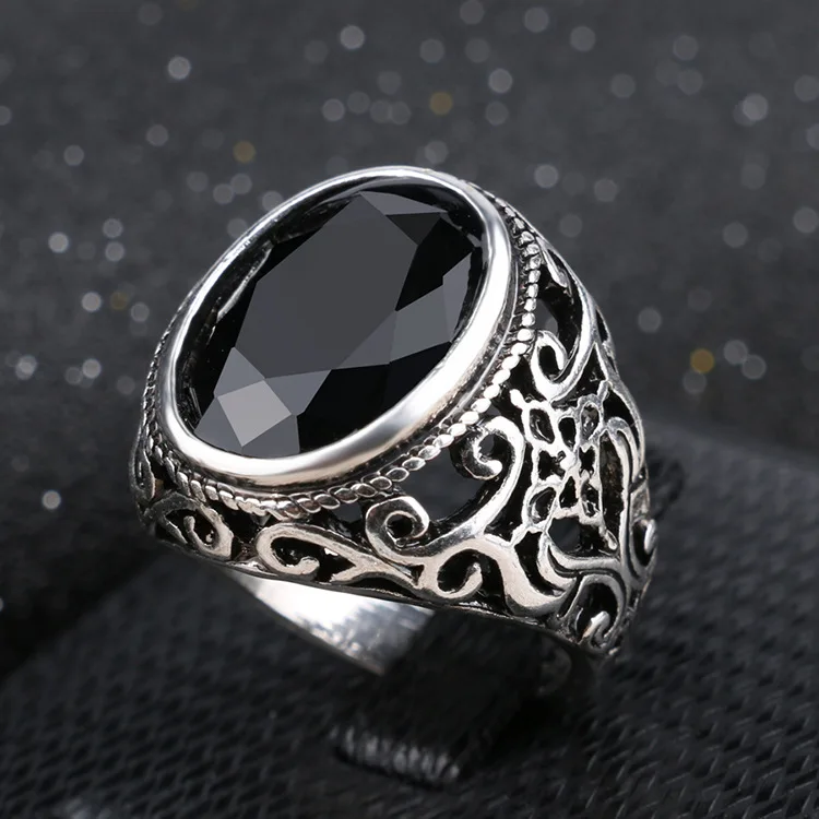 Best Price New Fashion Rings for Men Stone Antique Silver Color Plating Ring for Party Vintage Rings Jewelry 31057