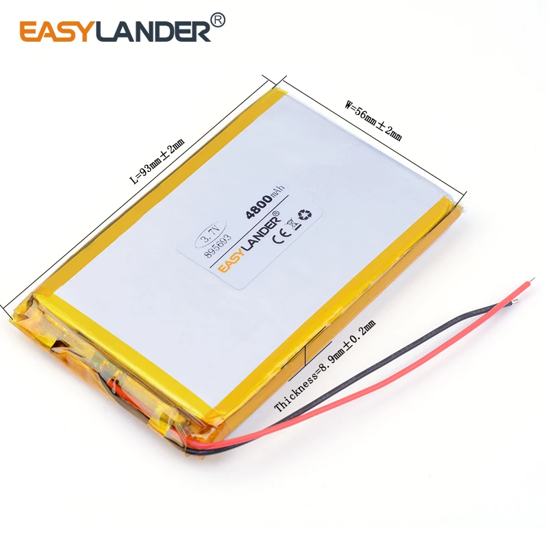Bateria recarregável de polímero de lítio 3 tamanhos, 4800mah 895693 3.7v, pode ser personalizada por atacado