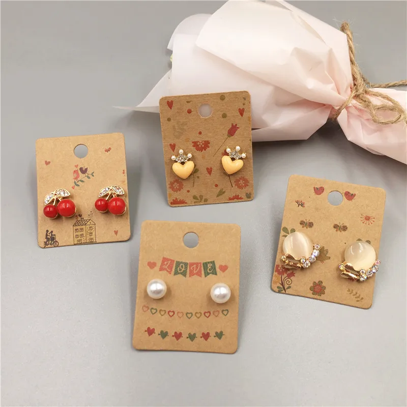 

100pcs 5x4cm Earrings Card +100pcs Opp Bags with Hole, Accessories Tags Fashion Jewelry Colorful Earring Stud Packing Card