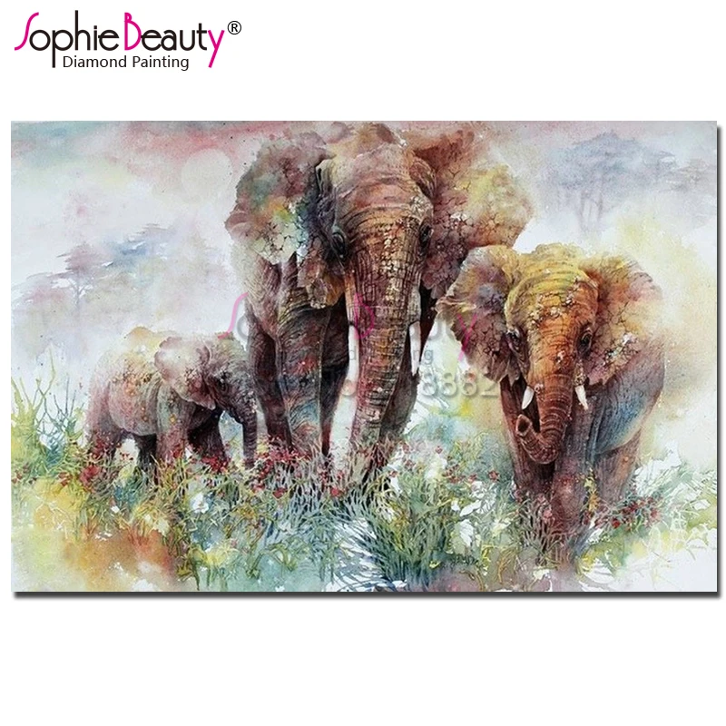 

Sophie Beauty DIY Diamond Painting Elephant Family Animal Cartoon Pattern Cross Stitch Diamond Embroidery Mosaic Needlework18917