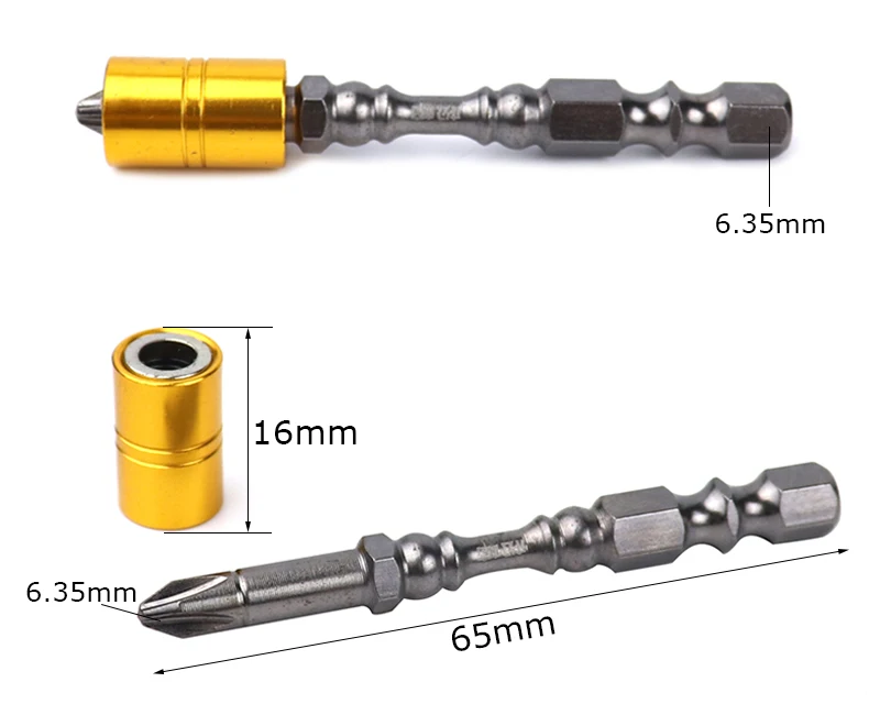 Starker magnetischer Schraubendreher-Bit-Satz, 65 mm Kreuzschlitz, elektronische Schraubendreher-Bits für Gipskarton-Trockenbau-Schraubendreher – Detail 2