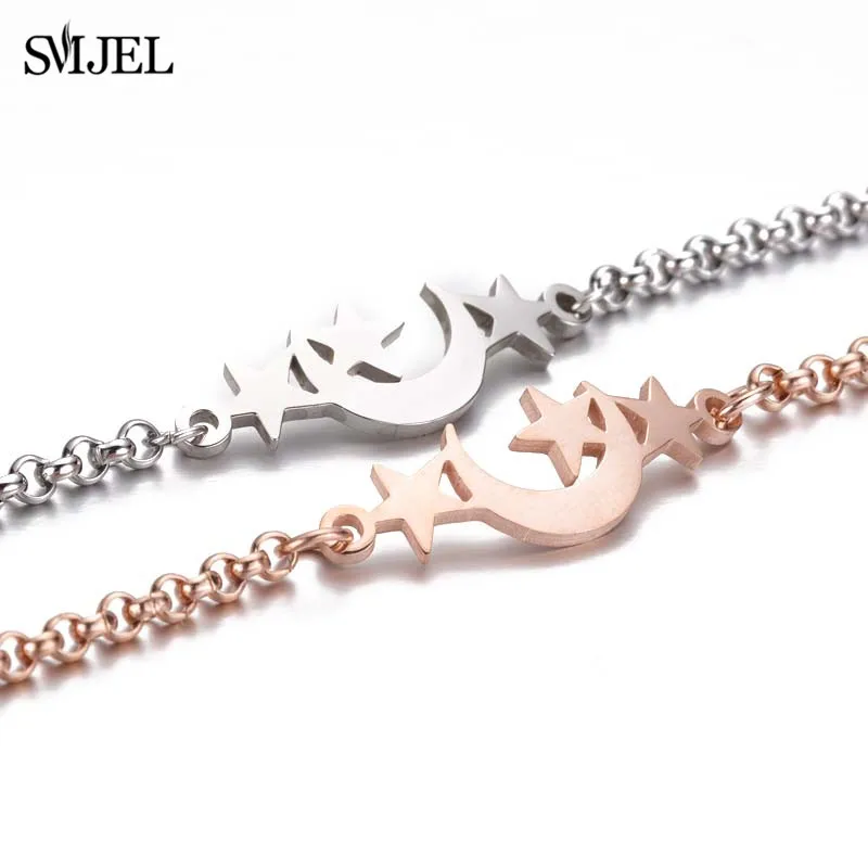 SMJEL Trendy Jewelry Stainless Steel Cute Animal Elephant Bracelets Bangles Multilayer Chain Butterfly Bracelet For Women Gift