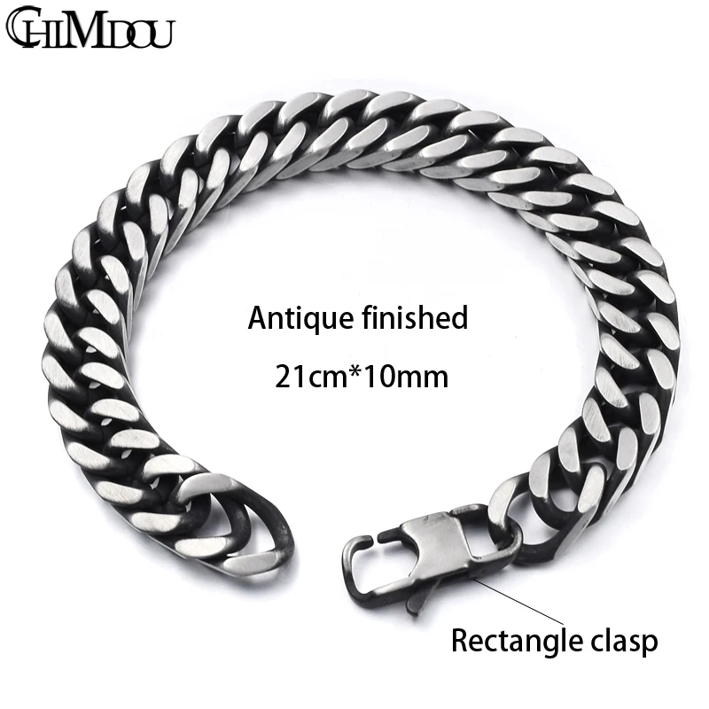 CHIMDOU Men Bracelet Silver Color / Gold Color Black Stainless Steel Bracelet & Bangle Male Accessory Hip Hop Party Rock Jewelry