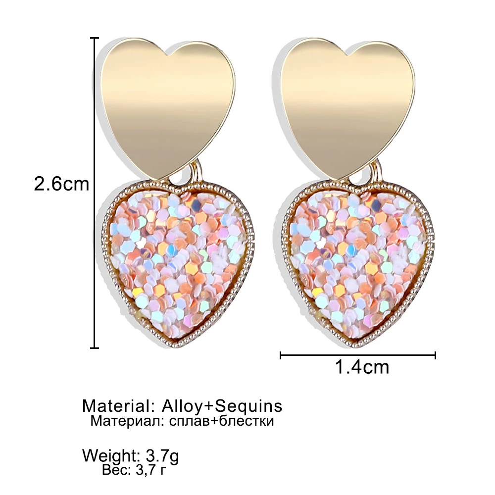 UMKA 2019 New Design Personality Fashion Korean Sequin Love Earrings For Woman Bohemian Jewelry