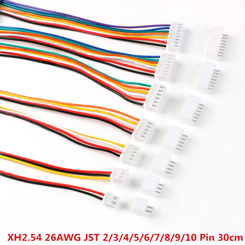 10Sets JST XH2.54 XH 2.54mm Wire Cable Connector 2/3/4/5/6/7/8/9/10 Pin Pitch Male Female Plug Socket 300mm Wire 26AWG