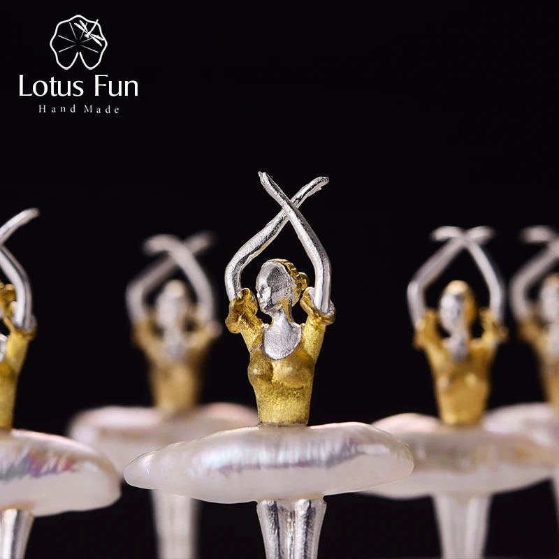 

Lotus Fun реальные стерлингового серебра 925 натуральный жемчуг ручной работы Дизайн Fine Jewelry Элегантный балерина кулон без ожерелье