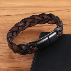 XQNI Fashion Braided Hollow Bracelet Ethnic Bohemia Style Brown Color Leather Bracelet For Men Cool Boys Birthday Party Gift