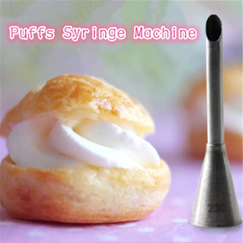 3PCS Stainless Steel Puff Nozzle Tip Long Cake Decorating Tip Sugar Craft Icing Piping Pastry Tips Puff Syringe Machine E017