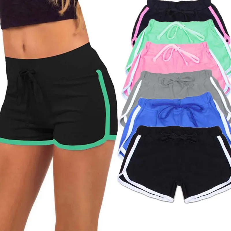 Asciugatura Rapida Delle Donne Coulisse Shorts Casual Anti Svuotato di Cotone Elastico in Vita a Contrasto Correndo Pantaloni di Scarsità