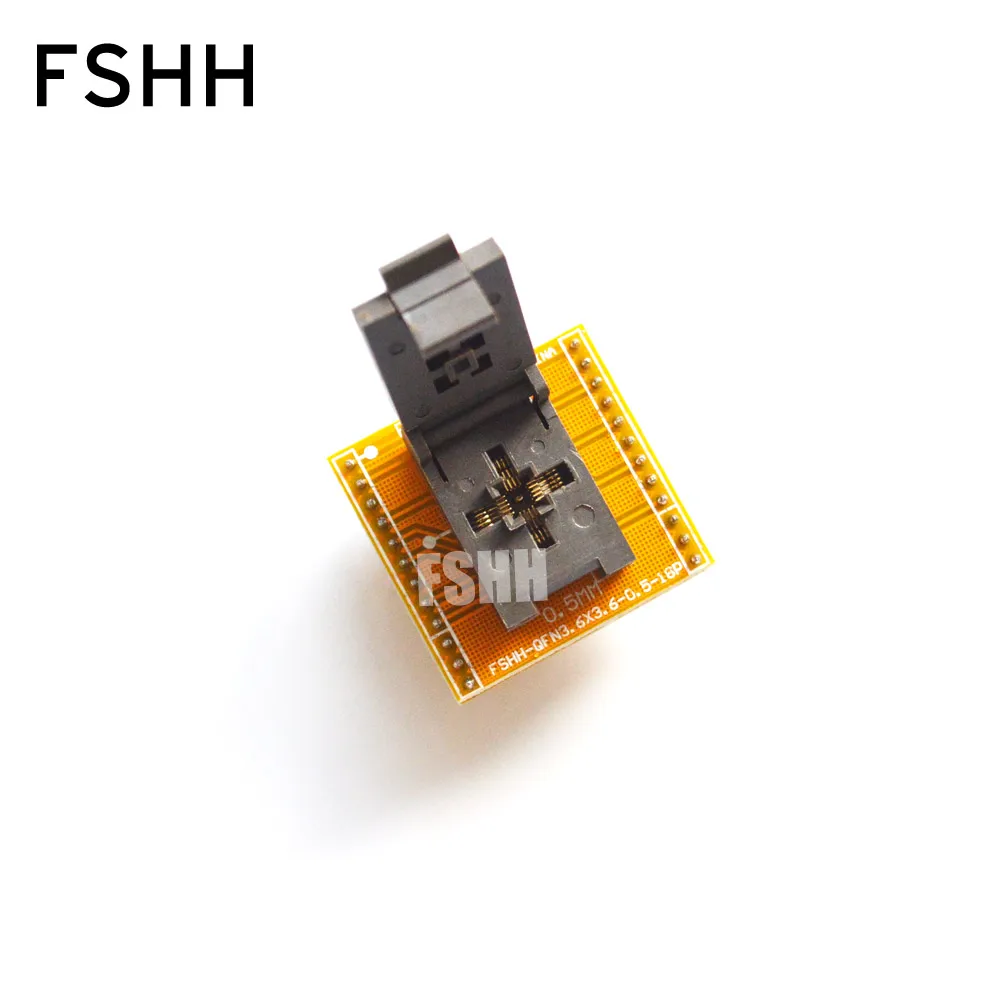 FSHH QFN18 to DIP18 Programmer adapter WSON18 UDFN18 MLF18 ic test socket Size=3.6mmx3.6mm Pin pitch=0.5mm