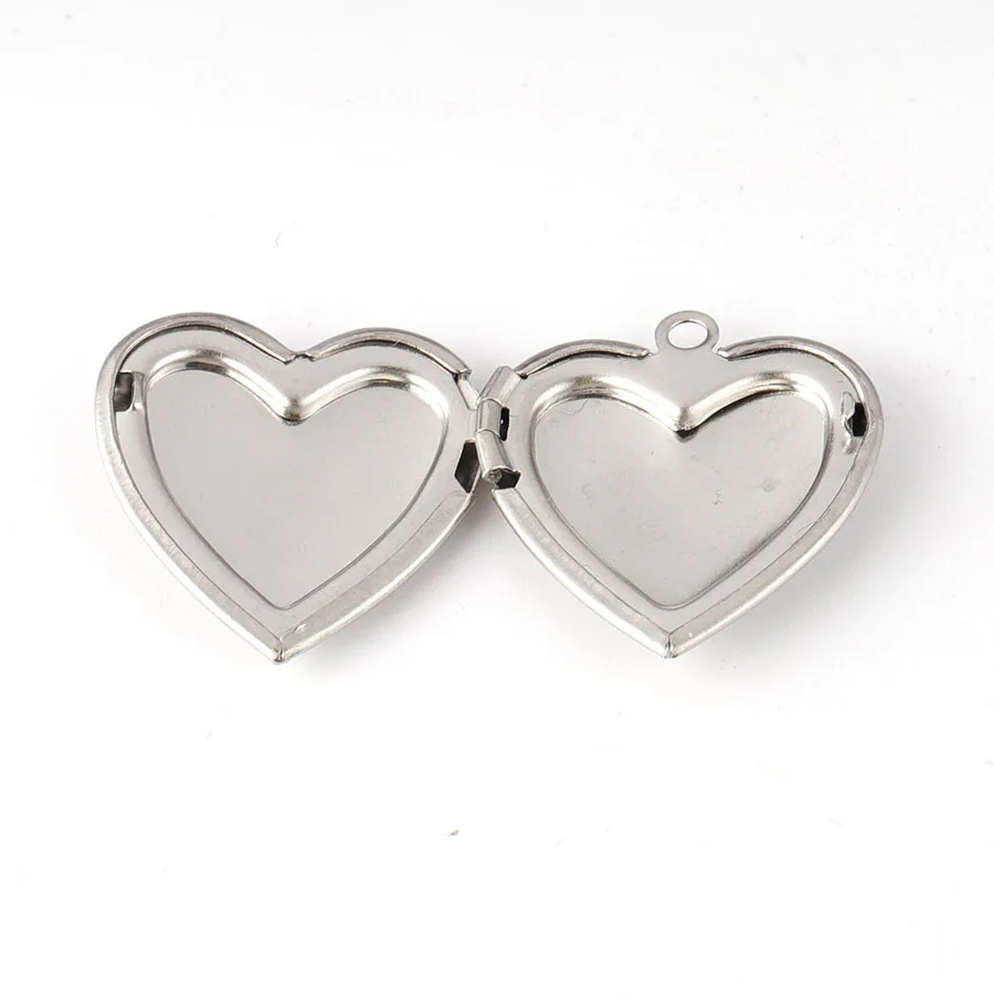 Fnixtar Love Heart Photo Frame Charm  Stainless Steel Memory Locket Pendant For Women DIY Memory Necklace 22mm 20piece/lot