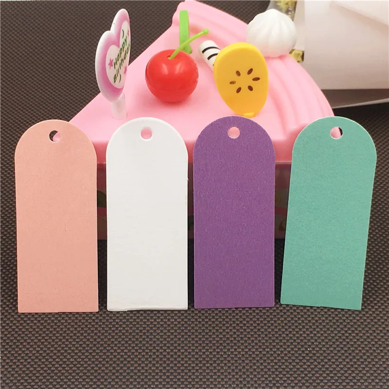 

100Pcs/Lot Multiple Colors Two Size Paperboard Arch Hanging Tags With A Hole For Blank DIY Graffiti Pricing Candy Gifts Labels