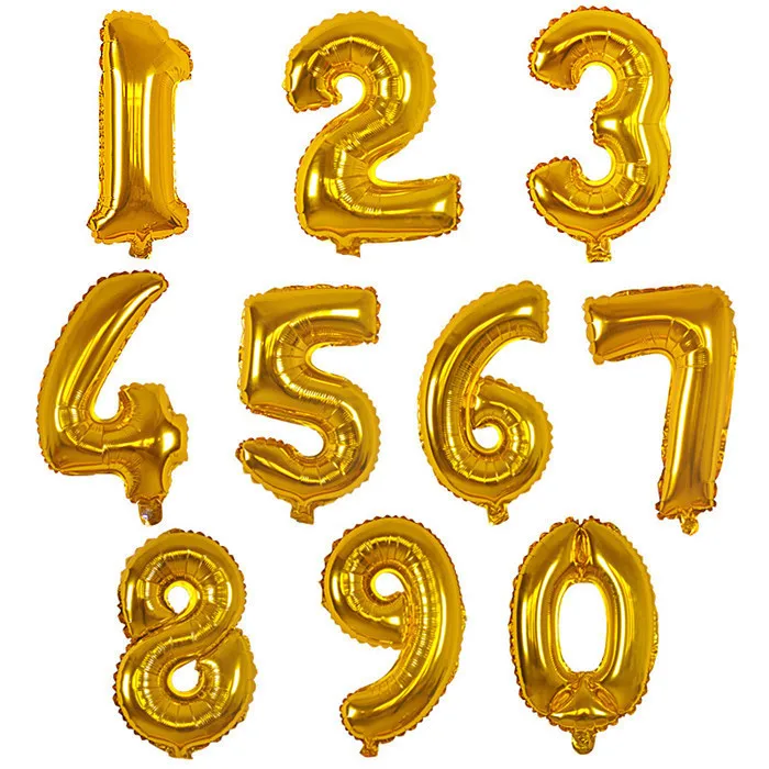 1 PCS Gold Silver Red Number 16/32inch Aluminium Foil Balloons Number Balloon For Engagement Happy Birthday Party Wedding Decor