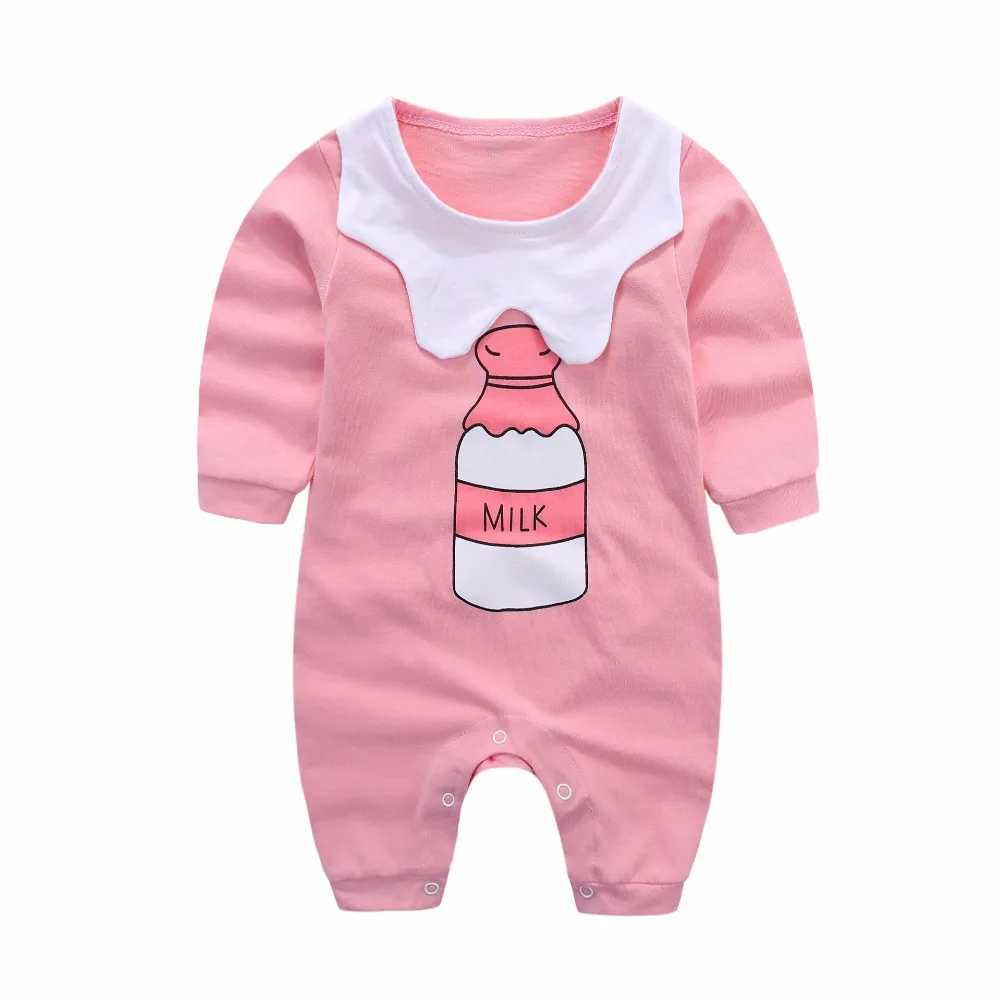 Children wit 2017 Summer baby rompers Milk bottle printing jumpsuit clothing for new born 0-1 year newborn baby clothing