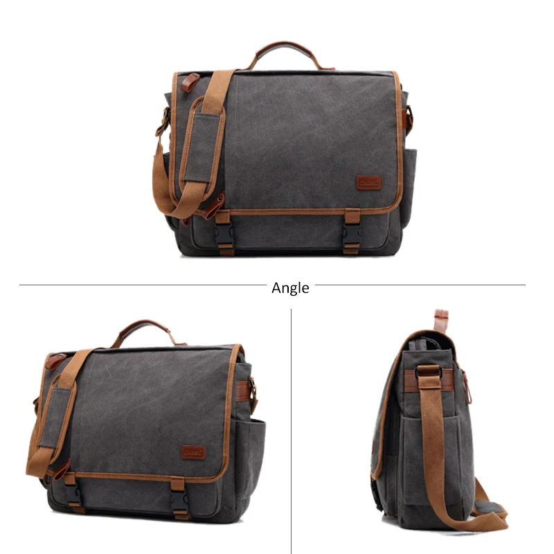 Vintage Canvas Briefcase Men 17 Inch Laptop Travel Handbag Business Tote Bags Male Messenger Bags Large Shoulder Bag XA200ZC