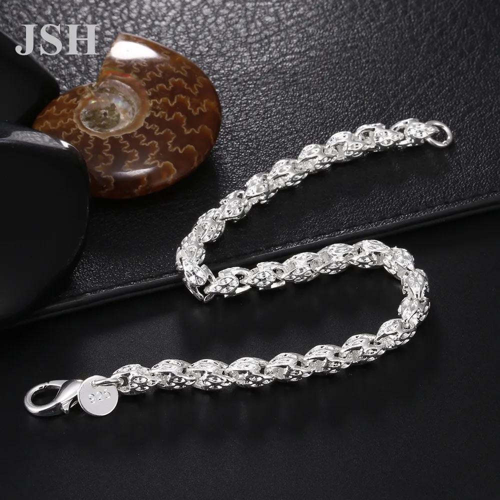wholesale Silver color chain women Men lady noble nice bracelet fashion charm chain jewelry wedding party , LH025