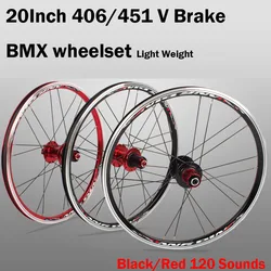 20 inch V Brake 406/451  O.L.D. Front 74mm Rear 130mm Clincher Fold bike BMX Wheelset Wheel UD Matt