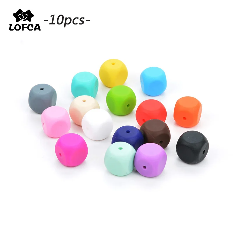 

LOFCA 10pcs Silicone Dice Beads Baby Teethers Food Grade Baby Teething Toy BPA Free Pacifier Clip Chew Jewelry Necklace Silicone