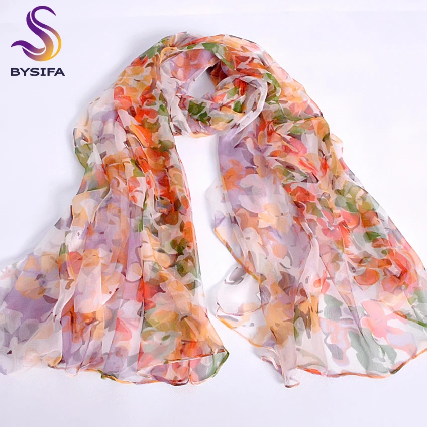 Pink Orange Silk Scarf 2016 New Design Long Female Scarves Printed 170*105cm Spring Autumn Fashion Accessories Women Silk Scarf