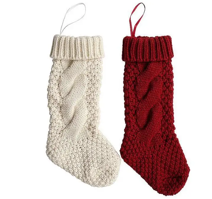 Christmas Stocking Long Crochet Knitted Xmas Stocking Xmas Tree Decorations Outdoor Christmas Decorations