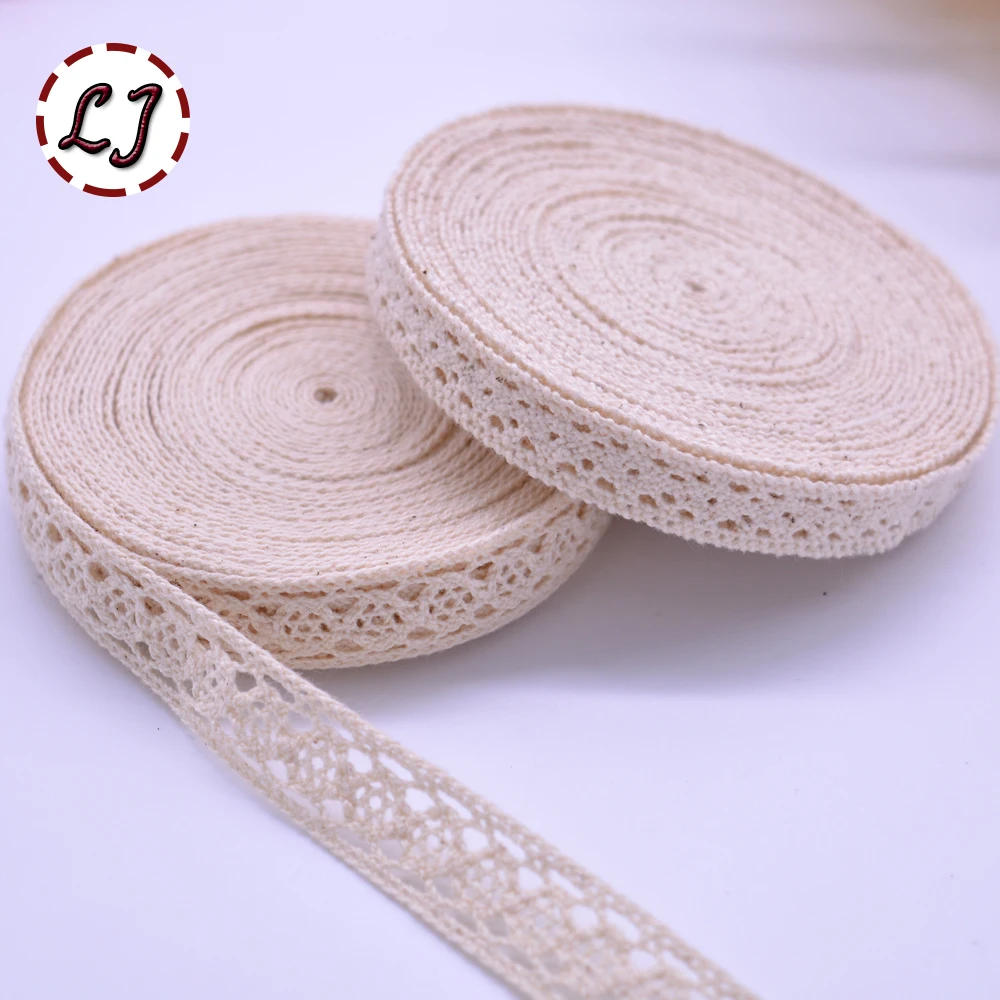 5yd/lot di alta qualità nastro di pizzo beige tessuto di pizzo di cotone trim per cucire materiale per la Decorazione A Mano accessori di