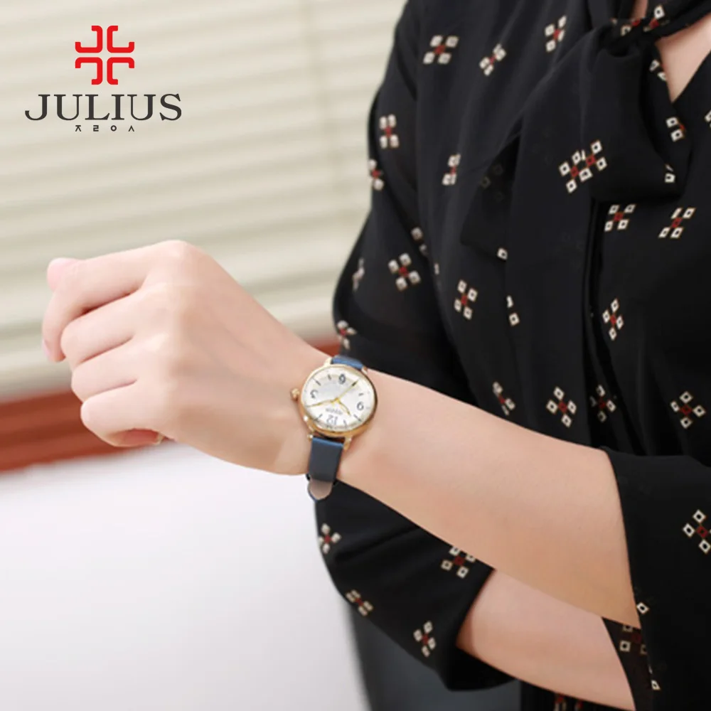 Ins Blume Dame frauen Uhr Japan Quarz Stunden Feine Mode Kleid Armband Echt Leder Mädchen Geburtstag Geschenk Julius Keine box