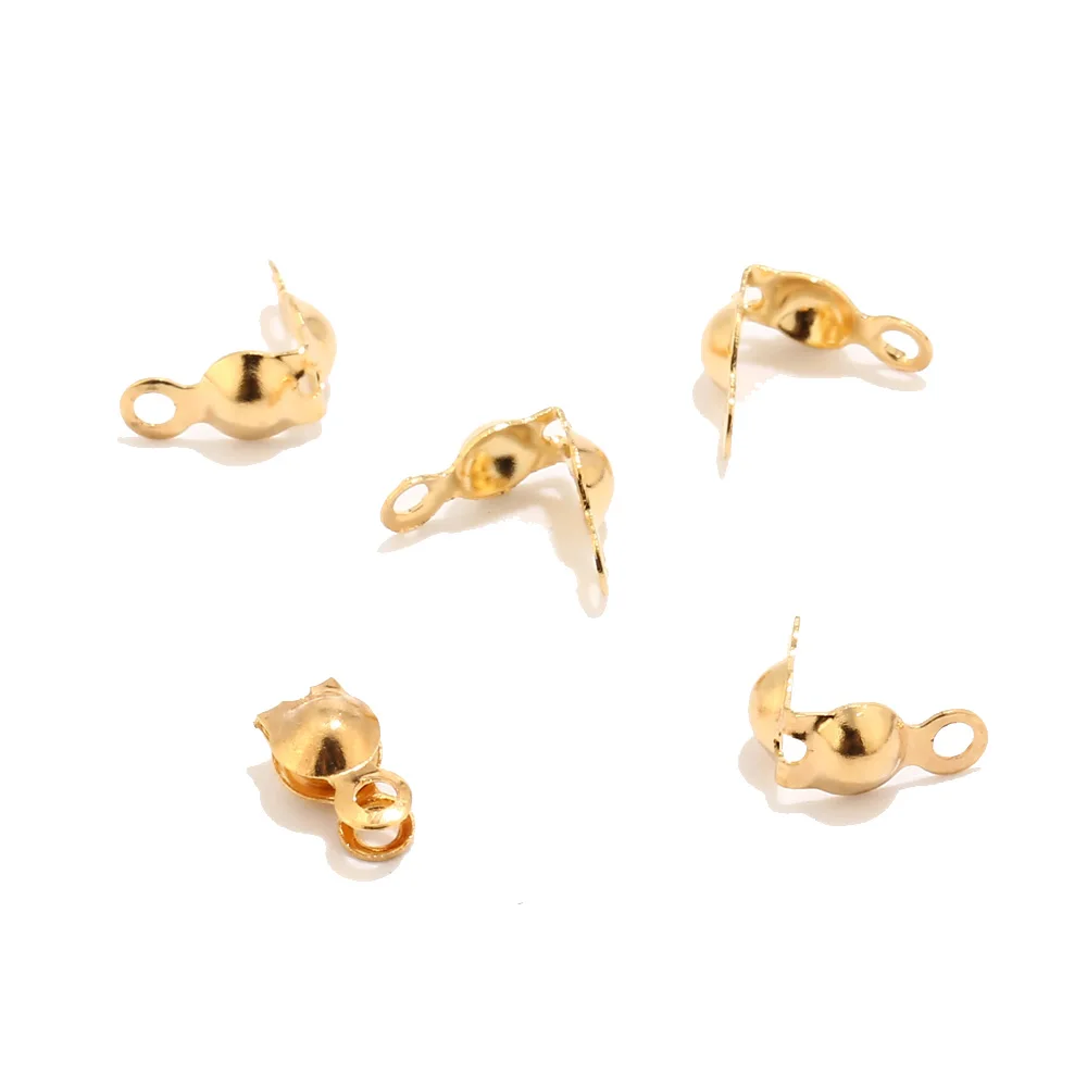 200pcs 304 Stainless Steel Gold Bead Tips Knot Covers for Jewelry Making DIY Findings Crafts  2.5mm/3mm Ball