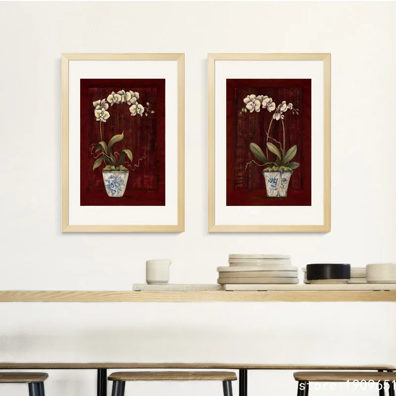 no frame pastoral still life butterfly orchid canvas printings oil painting printed on cotton home wall art decoration pictures