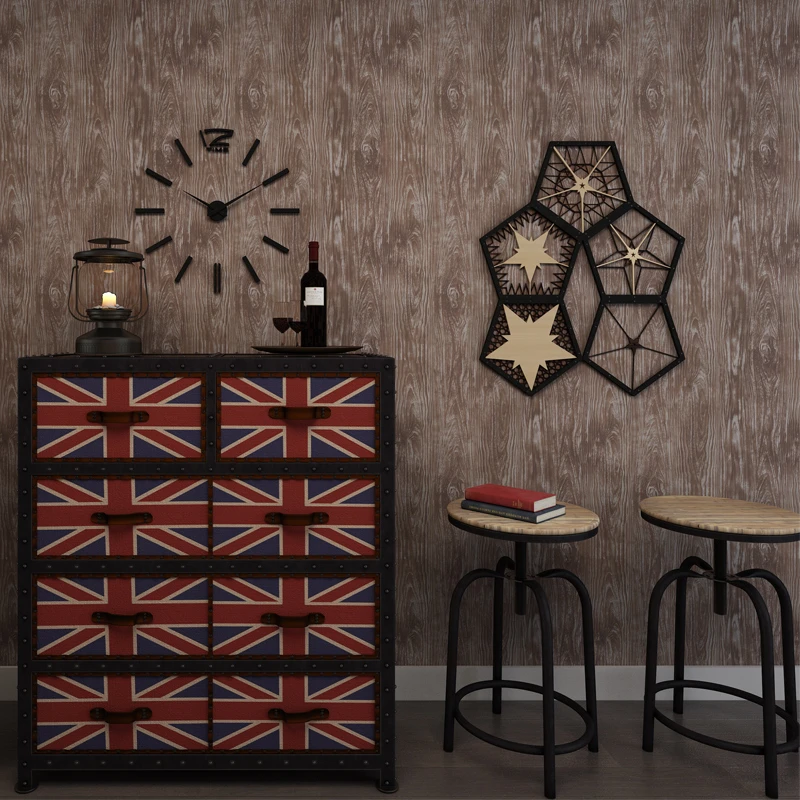 

beibehang new Chinese retro American wood restaurant wallpaper non-woven pure paper bedroom living room TV background wall paper